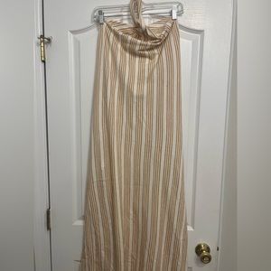 **Zara** Striped Linen Halter Midi Dress